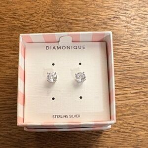 Diamonique 100 facet 2 carat studs earrings